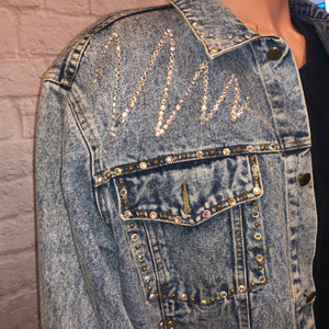 Asleep At The Wheel Oversized Custom Bedazzled Denim Jacket (2XL Tall)