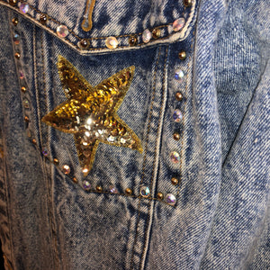 Asleep At The Wheel Oversized Custom Bedazzled Denim Jacket (2XL Tall)