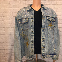 Load image into Gallery viewer, Asleep At The Wheel Oversized Custom Bedazzled Denim Jacket (2XL Tall)
