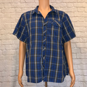 Blue Plaid Button Up (2XL)