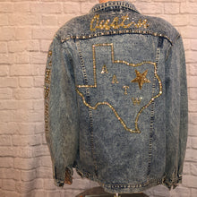 Load image into Gallery viewer, Asleep At The Wheel Oversized Custom Bedazzled Denim Jacket (2XL Tall)
