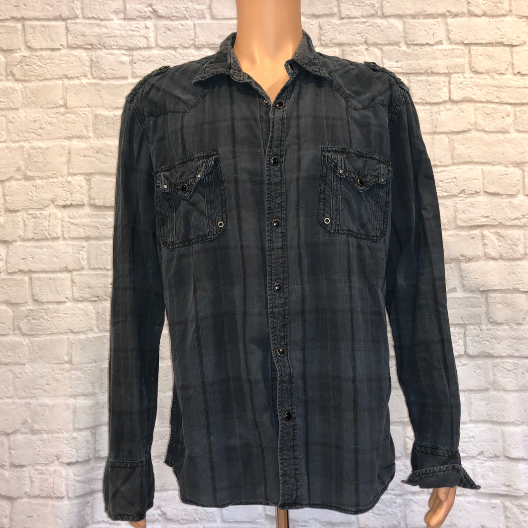 Faded Plaid Pearl Snap (XL)