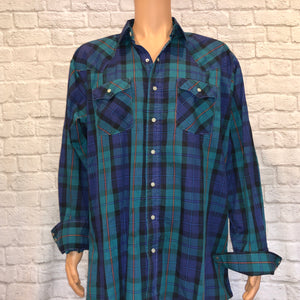 Saddle King Plaid Pearl Snap (2XL)