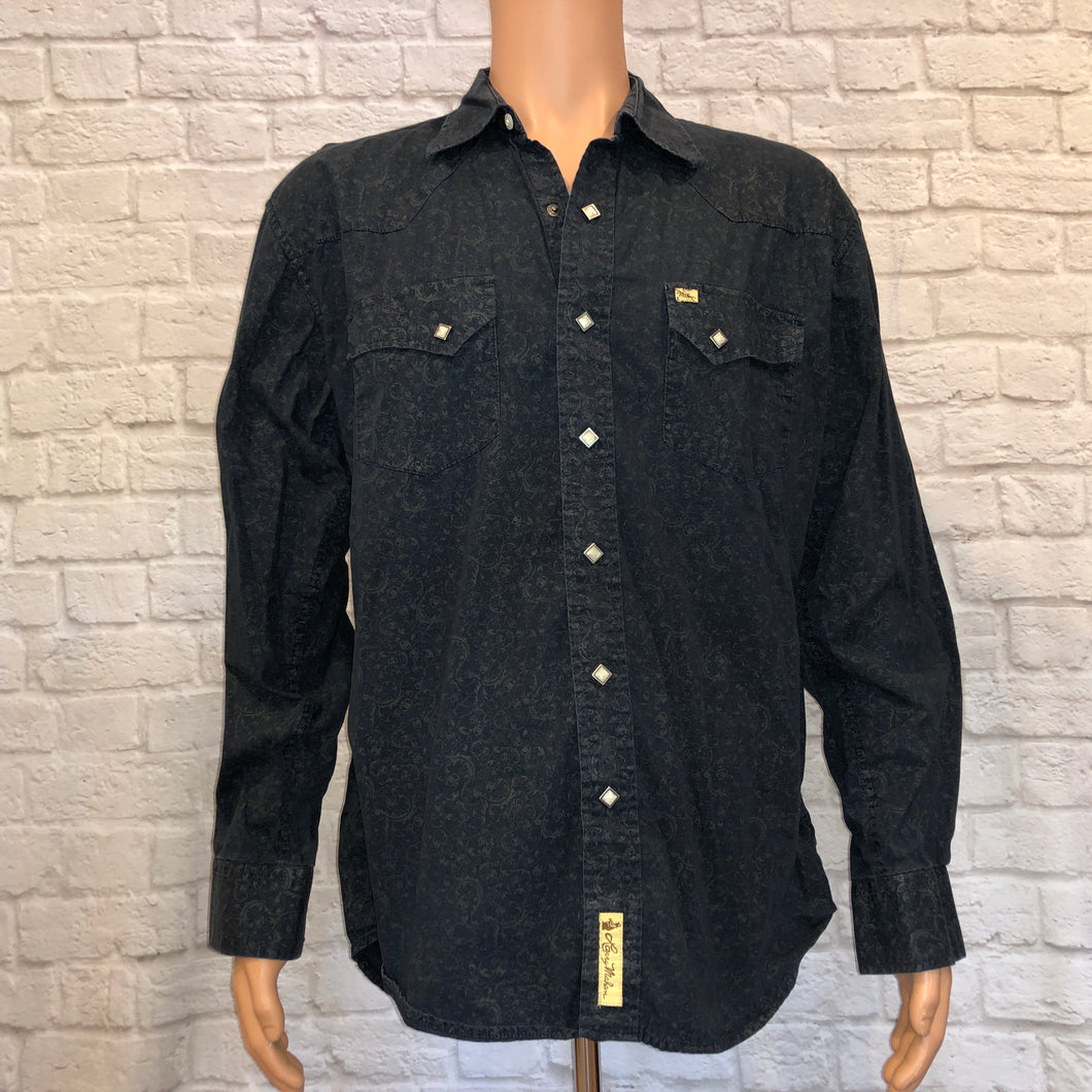 Black Paisley Larry Mahan Pearl Snap (XL)